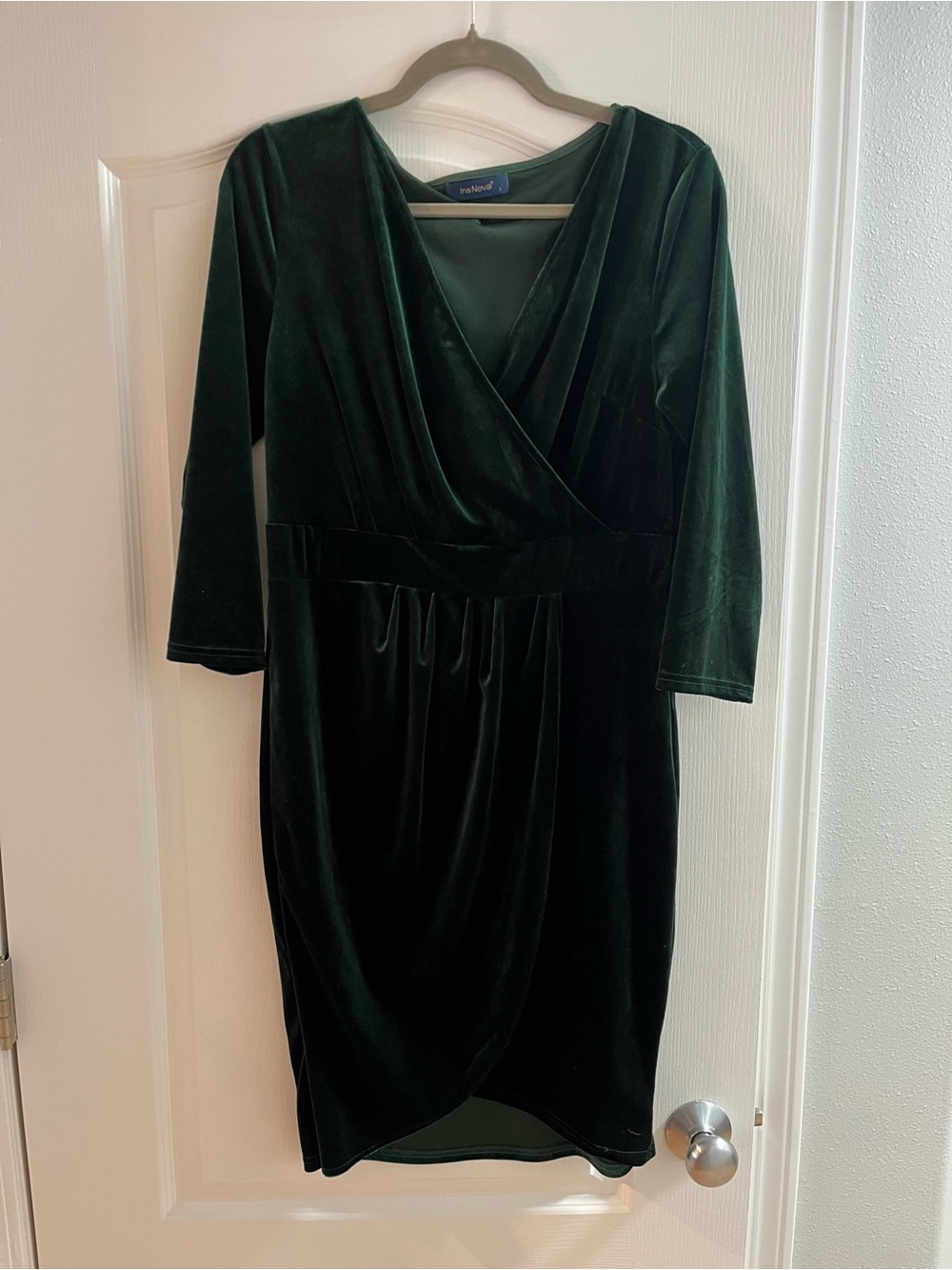 Forest Green Velvet Wrap Dress